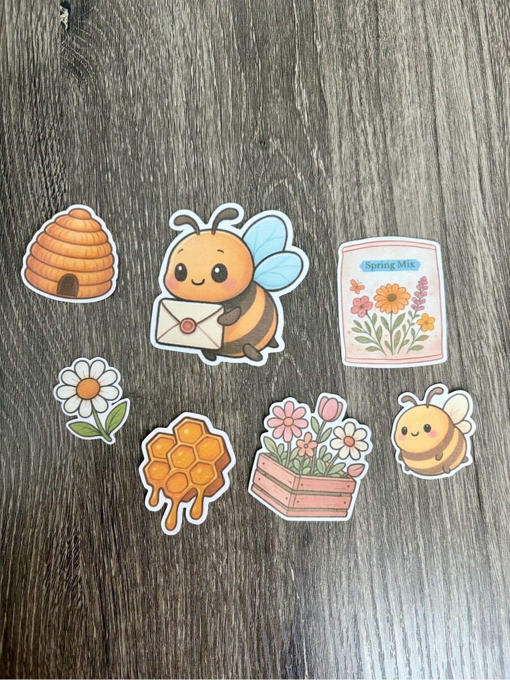 Honey & Wildflowers Handmade Sticker Bundle | 7 Laminated Die Cut Stickers